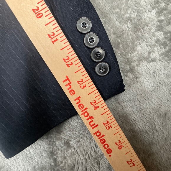 JOS A BANK 1905 Mens 39 Regular Navy Pinstripe Wool Blend Suit Jacket Blazer - Picture 6 of 13